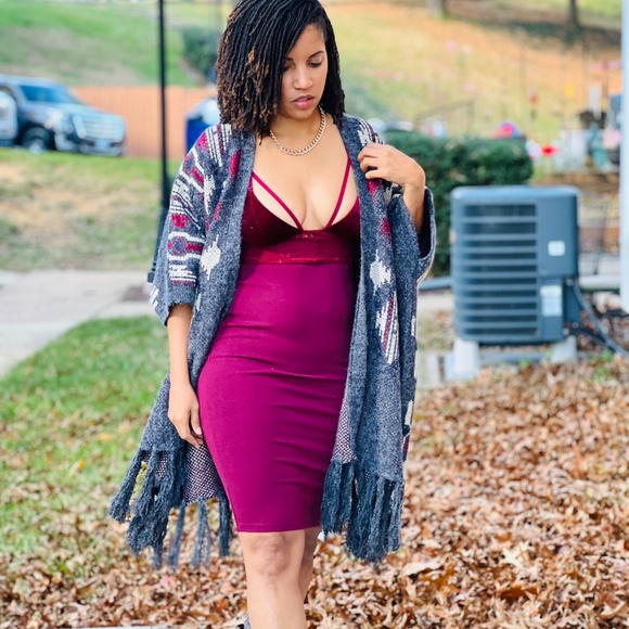 Aztec Print Fringe Cardigan - Picture 1 of 3